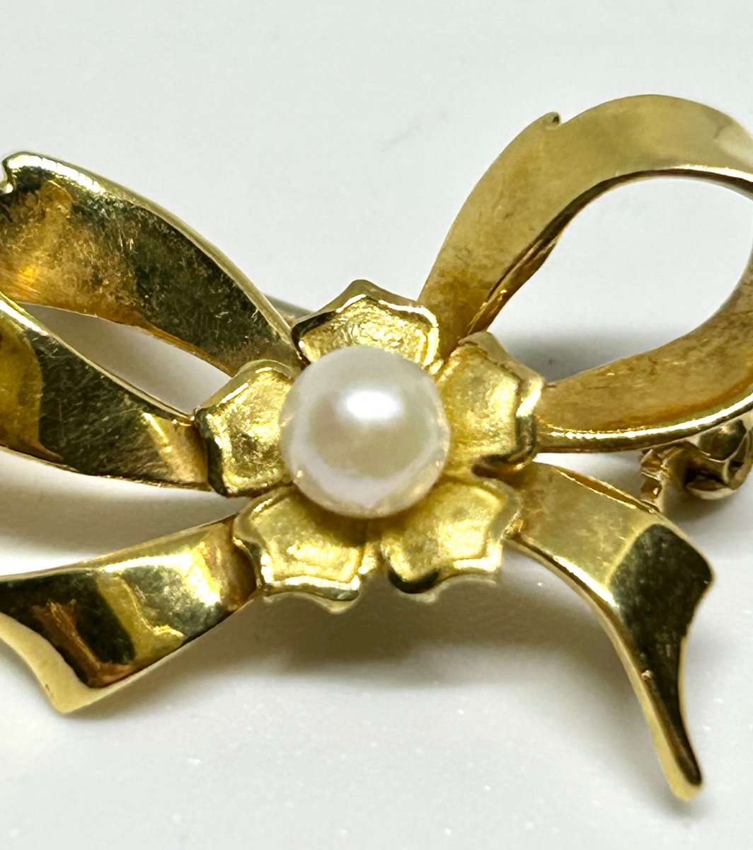 Flot Gold And Pearl Brooch -photo-2