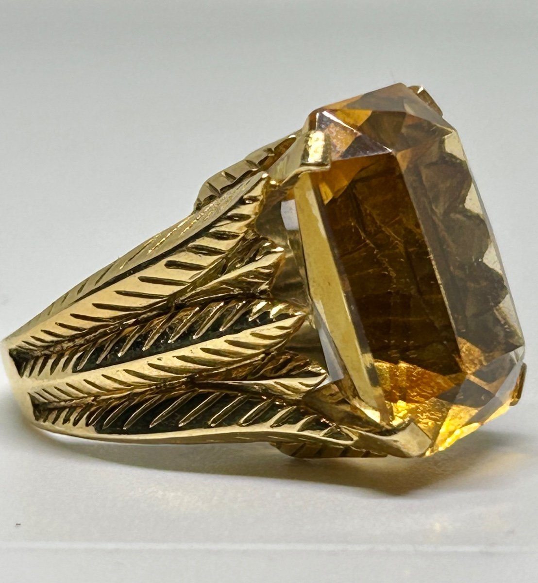 Bague rectangulaire or et citrine-photo-4