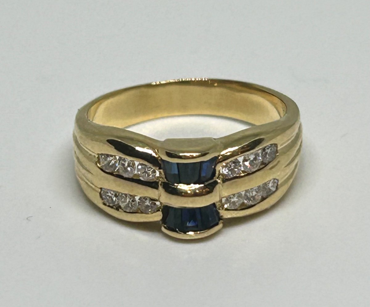 Gold Ring, Brilliants And Sapphires -photo-3