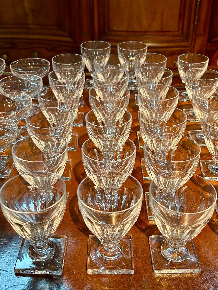 Val Saint Lambert, Set Of 60 Crystal Glasses-photo-1