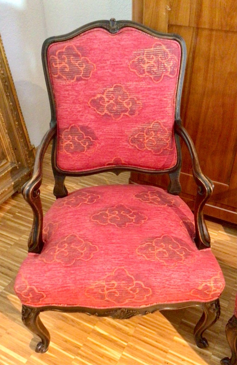 Pair Of Large Louis XV Style Armchairs-photo-2