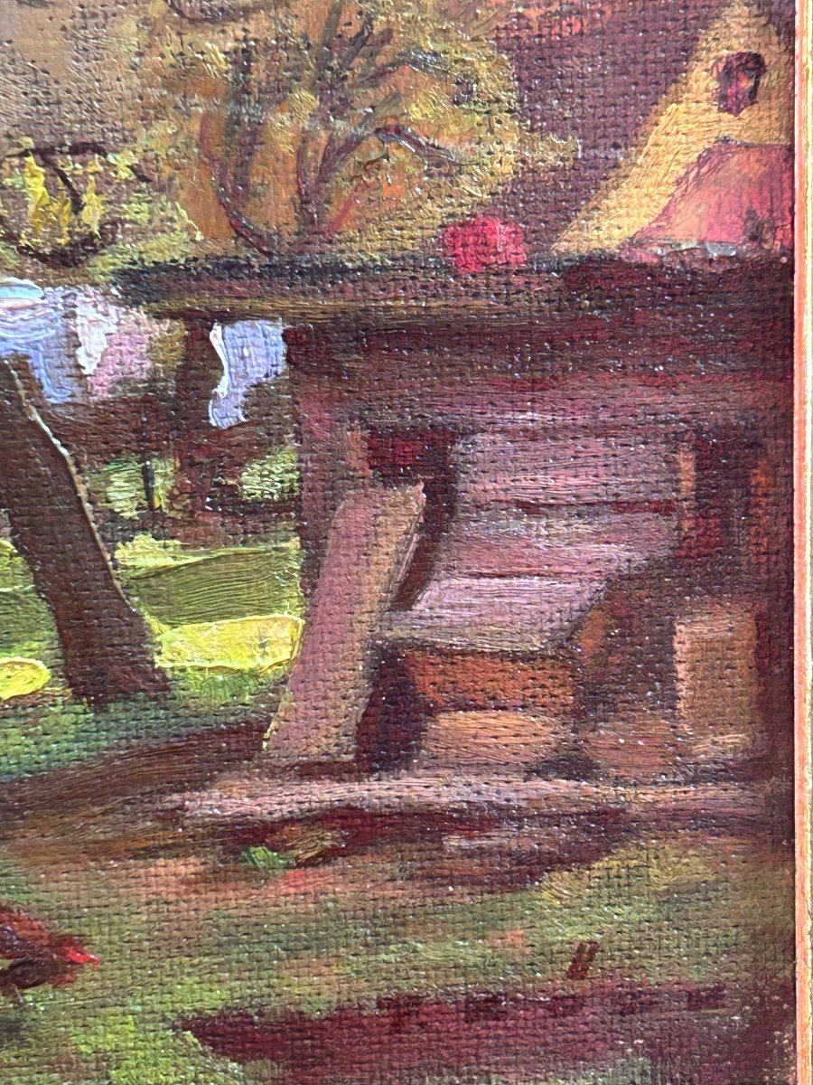 Oil On Panel, Farmyard Scene-photo-7