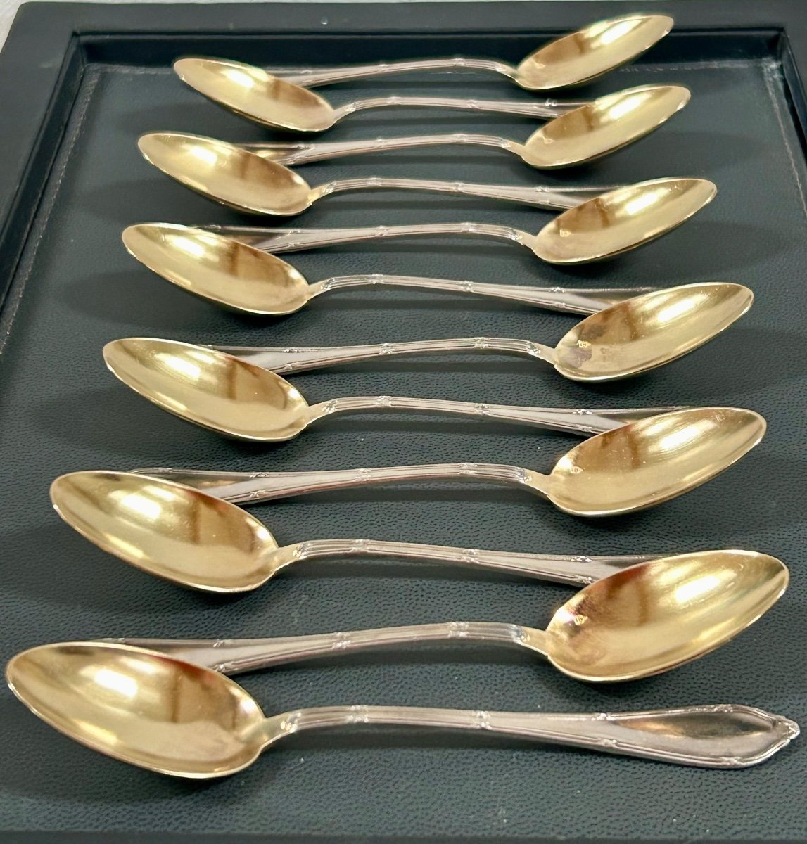 E. Puiforcat, Box Of 12 Silver-gilt Spoons