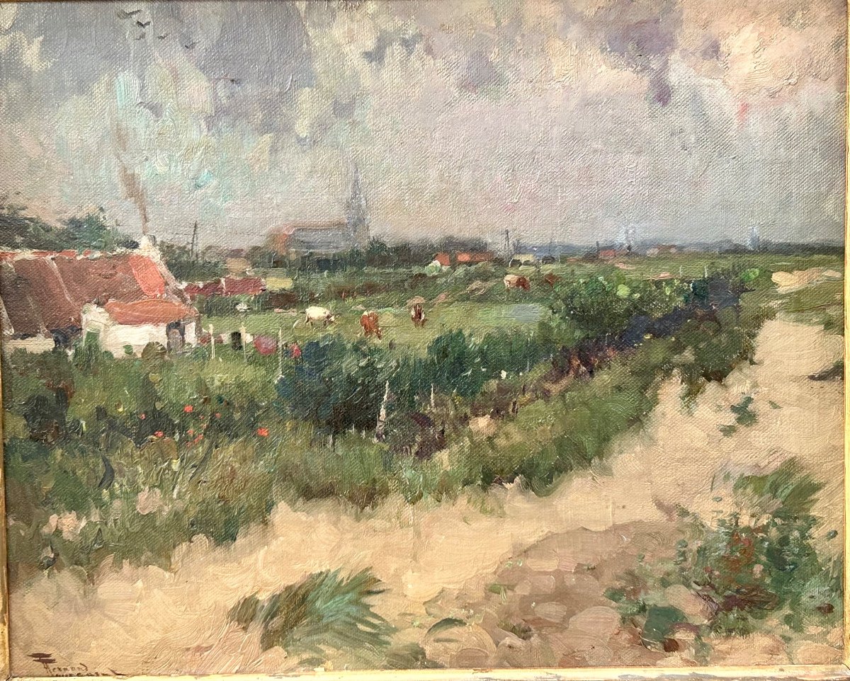 F. Toussaint, peintre belge huile sur panneau-photo-2