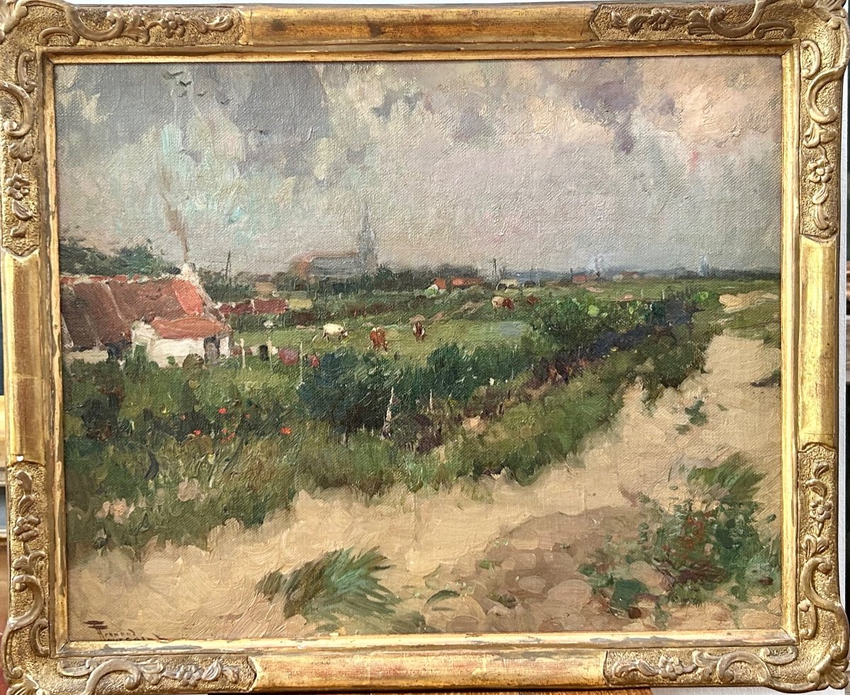 F. Toussaint, peintre belge huile sur panneau