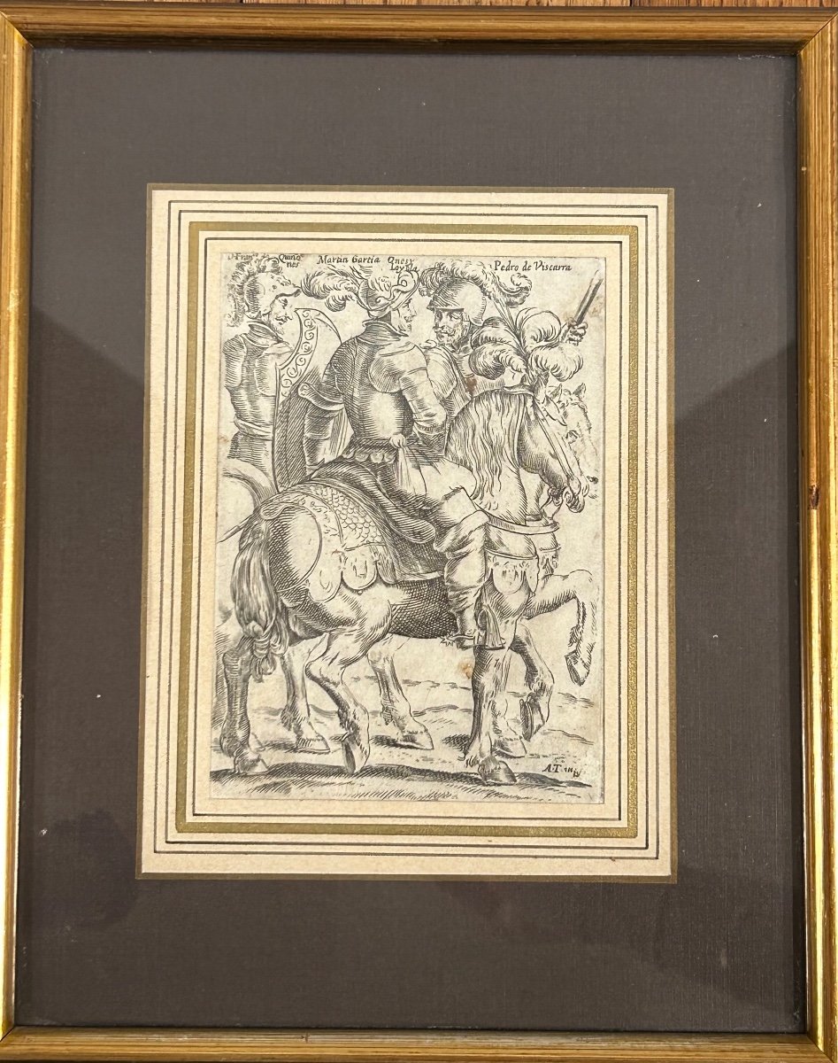 Engraving On Paper, Historical Scene 17th Century -photo-2