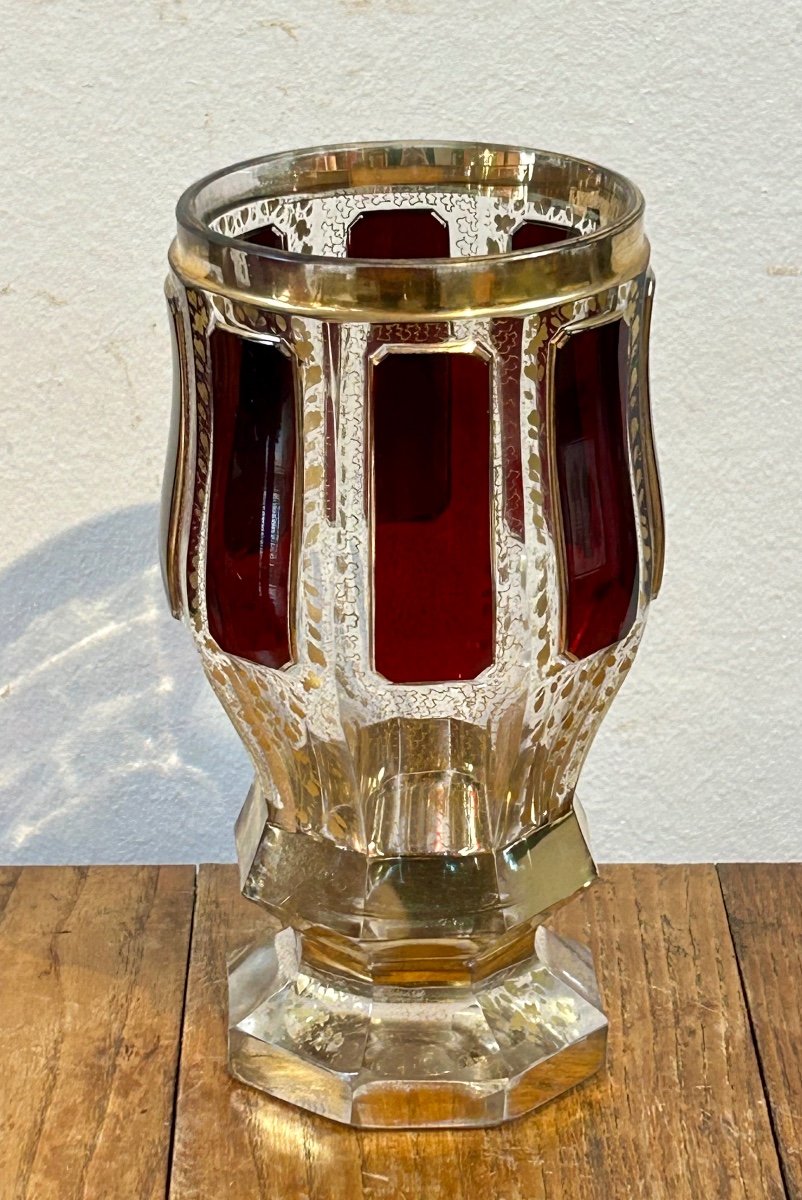 F. Egermann - Moser, Crystal Chalice, Ruby Cabochons And Gilding-photo-2