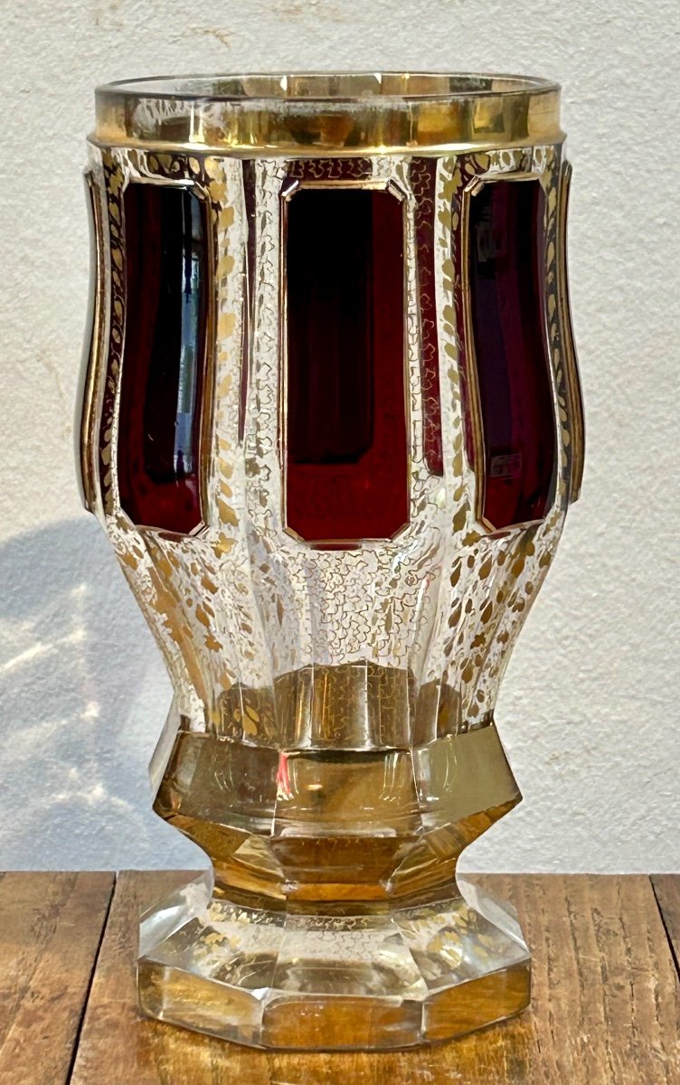 F. Egermann - Moser, Crystal Chalice, Ruby Cabochons And Gilding