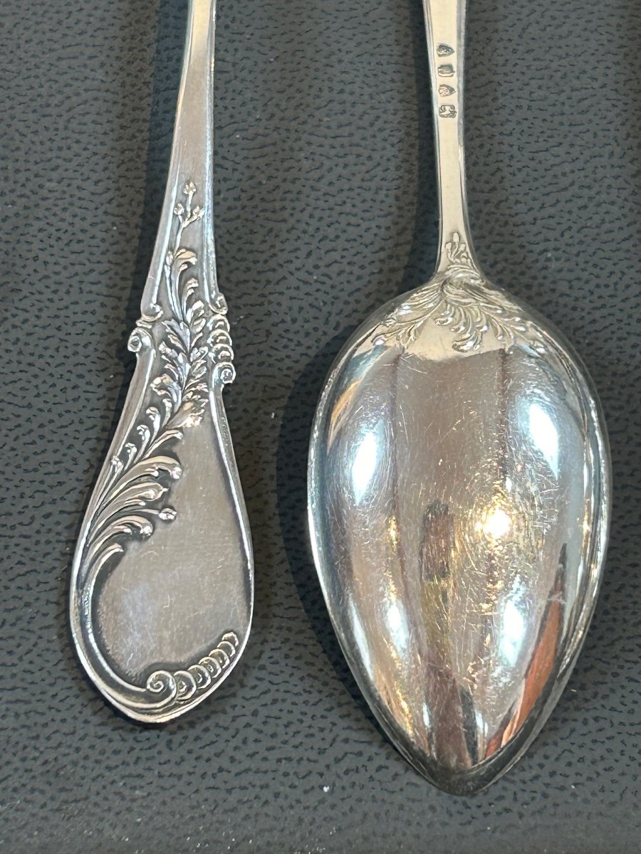 Box Of 6 Art Nouveau Teaspoons In Solid Silver-photo-4