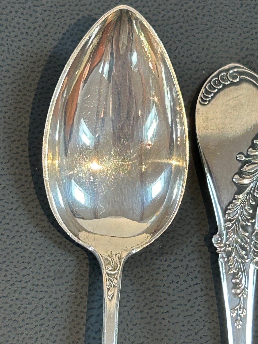 Box Of 6 Art Nouveau Teaspoons In Solid Silver-photo-1