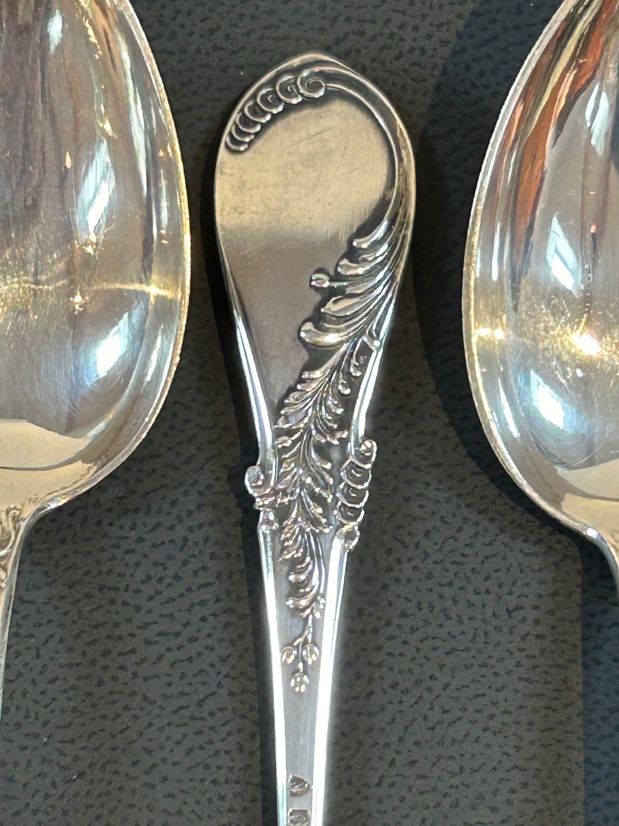 Box Of 6 Art Nouveau Teaspoons In Solid Silver-photo-2