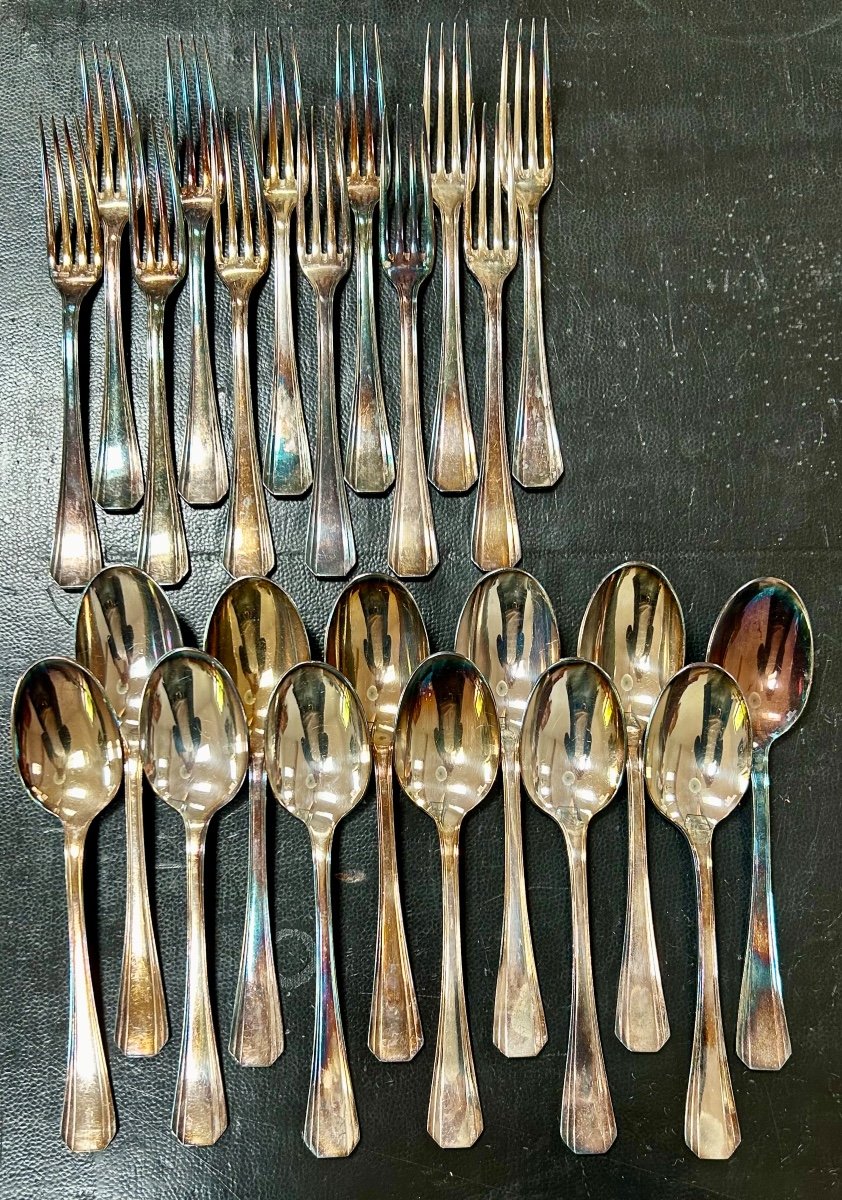 Christofle, 12 Forks And 12 America Table Spoons