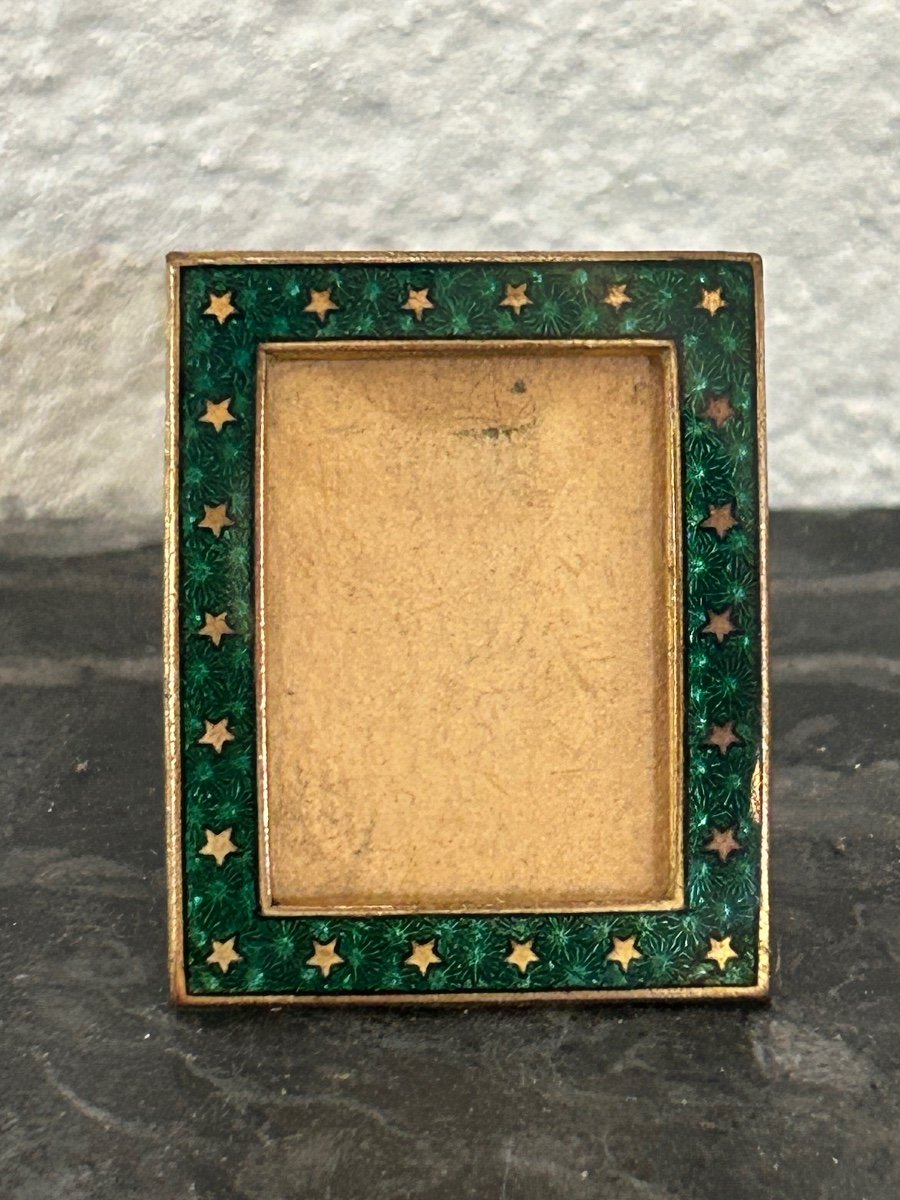 Set Of 4 Small Frames, Brass And Enamel-photo-3