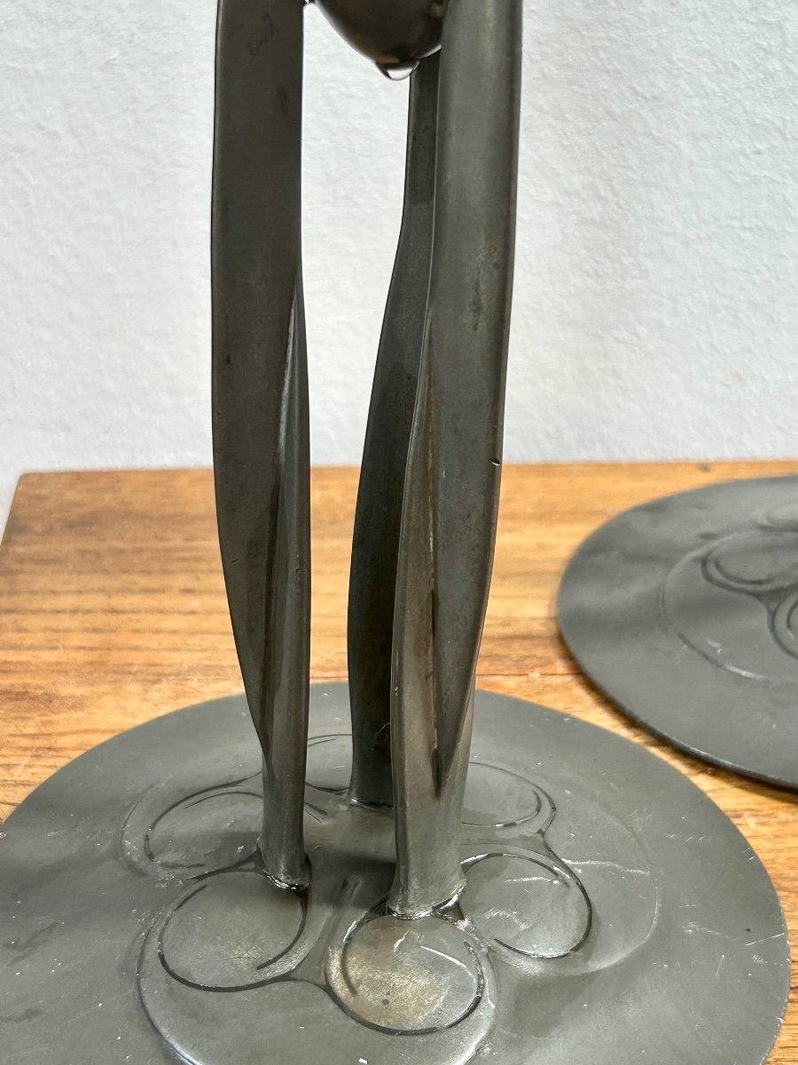 Archibald Knox, Pair Of Art Nouveau Candlesticks -photo-1