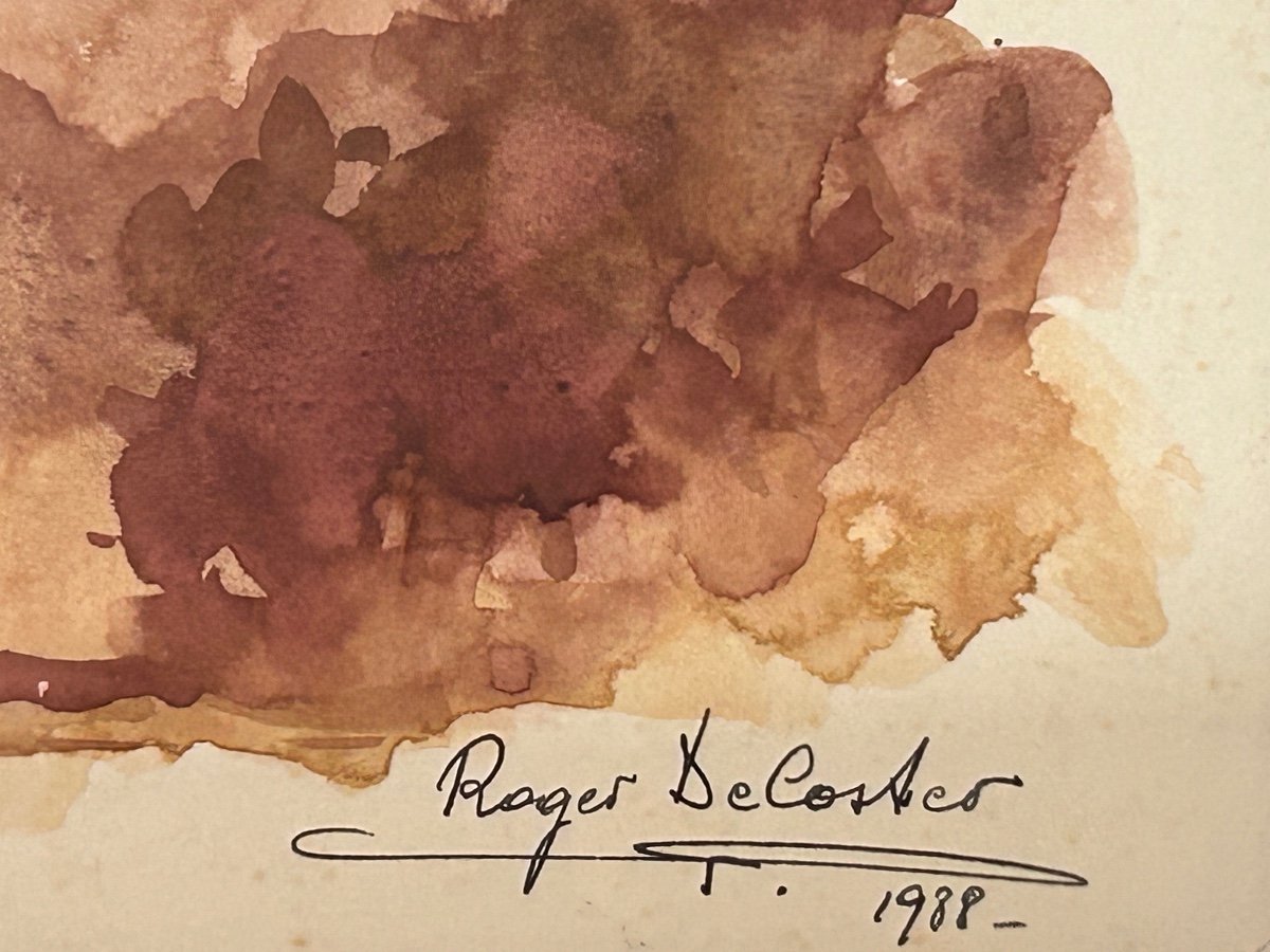 Roger De Coster, Watercolor On Cardboard -photo-3