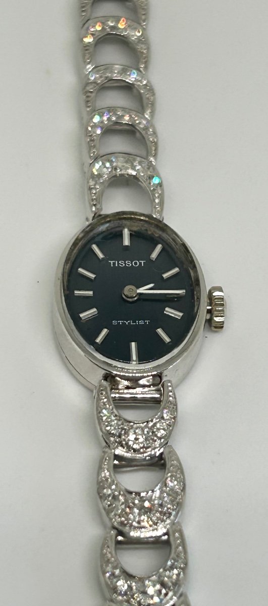 Tissot Stylist, Women's Watch With White Gold And Diamond Bracelet -photo-5