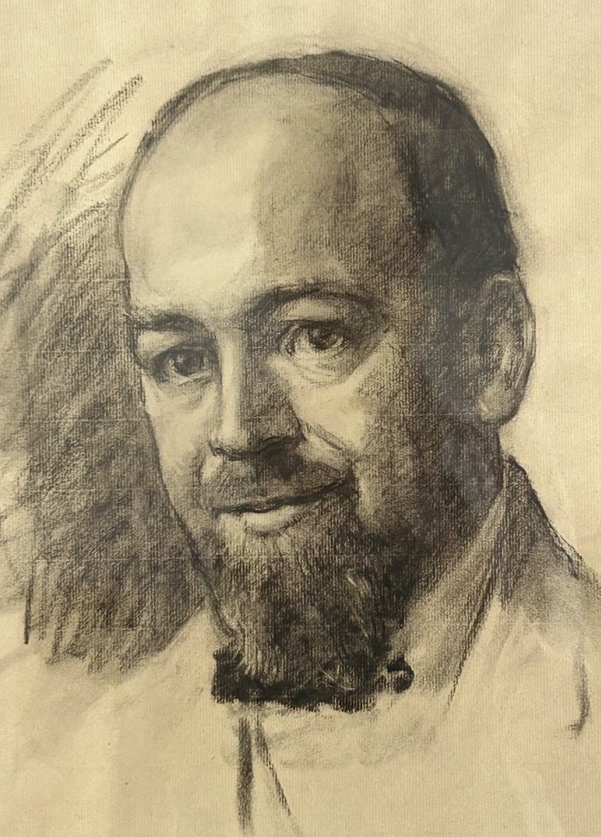 F. Corrent, Luxembourg Artist Charcoal Portrait