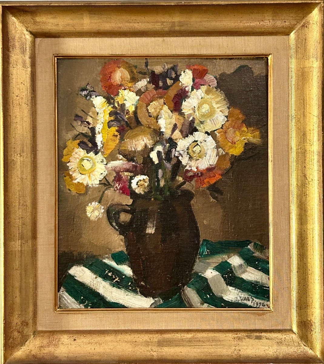 J. Maes, bouquet de fleurs huile sur panneau-photo-3