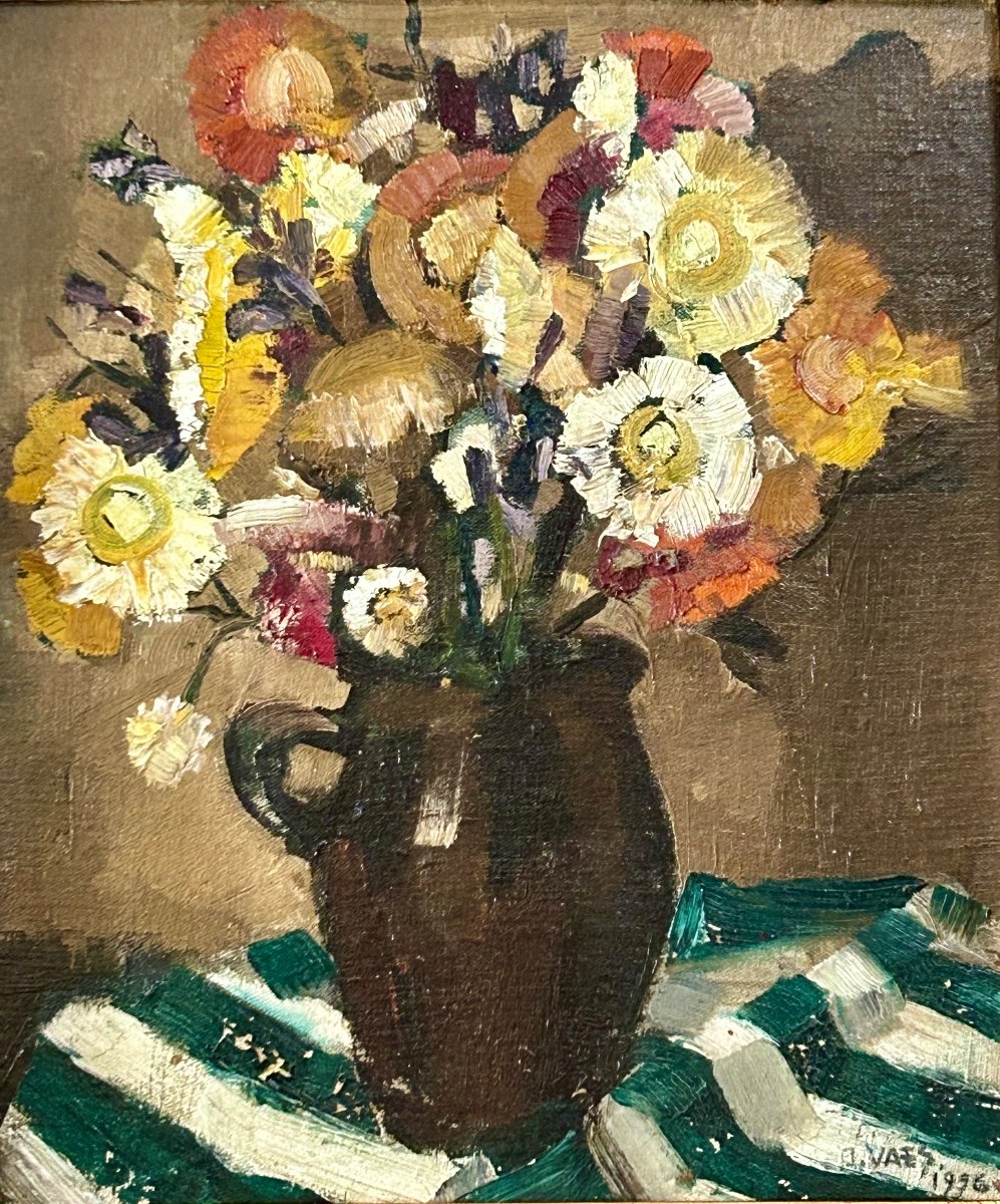 J. Maes, bouquet de fleurs huile sur panneau