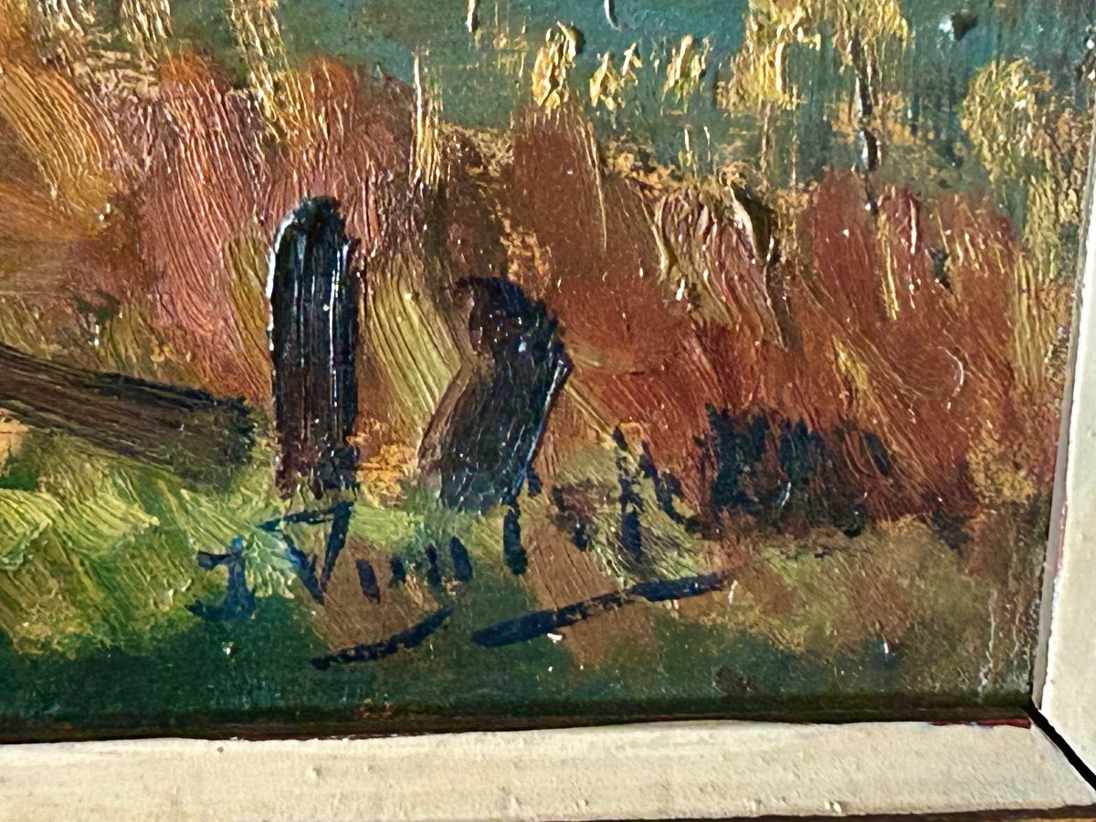 Oil On Cardboard, Illegible Signature -photo-4