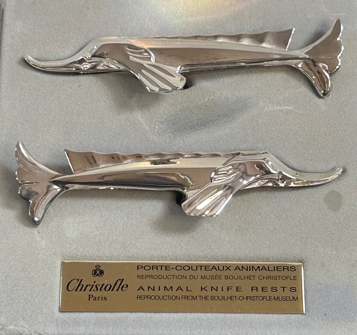 Christofle, Pair Of Sturgeon Knife Holders 