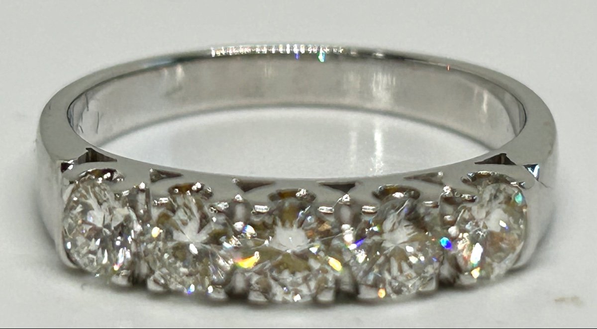 White Gold Ring With 5 Brilliants -photo-2