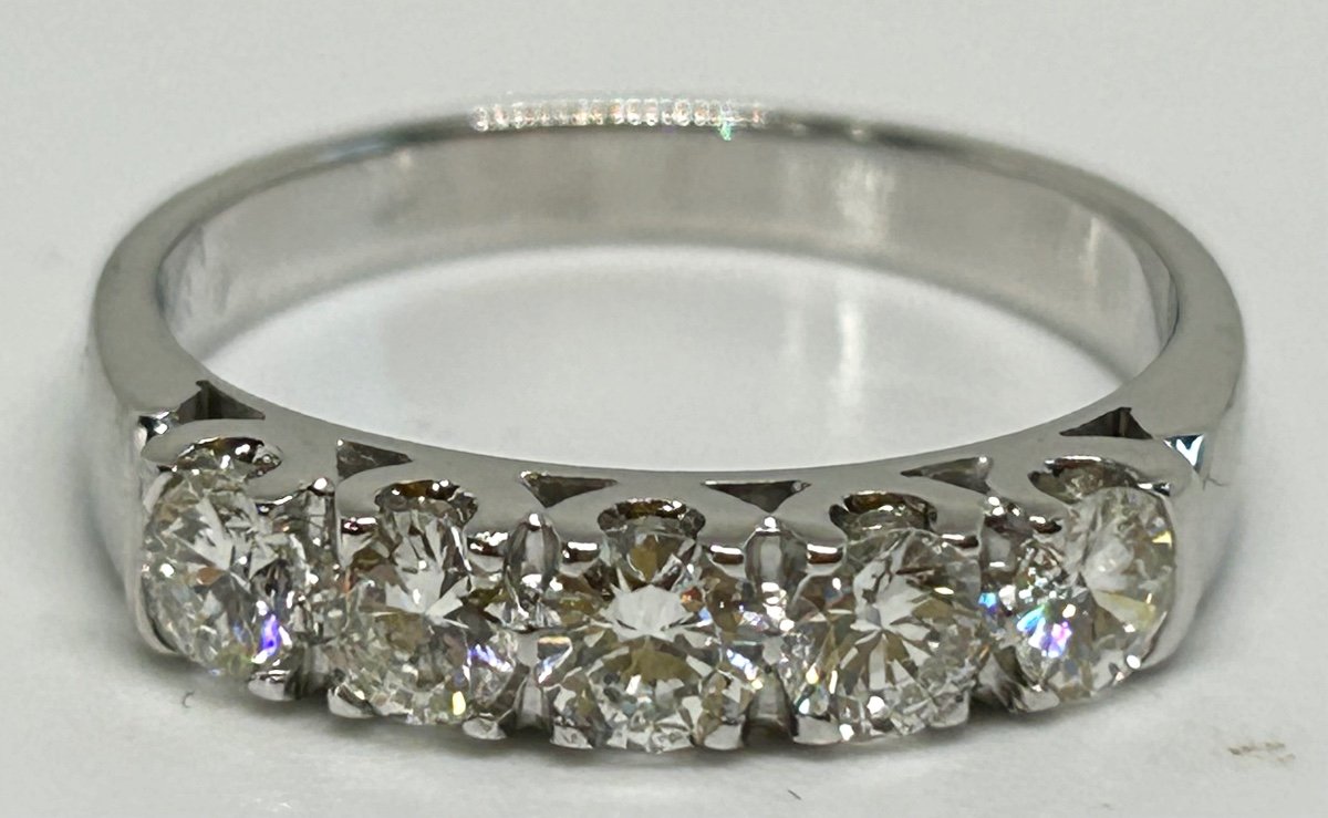 White Gold Ring With 5 Brilliants -photo-3