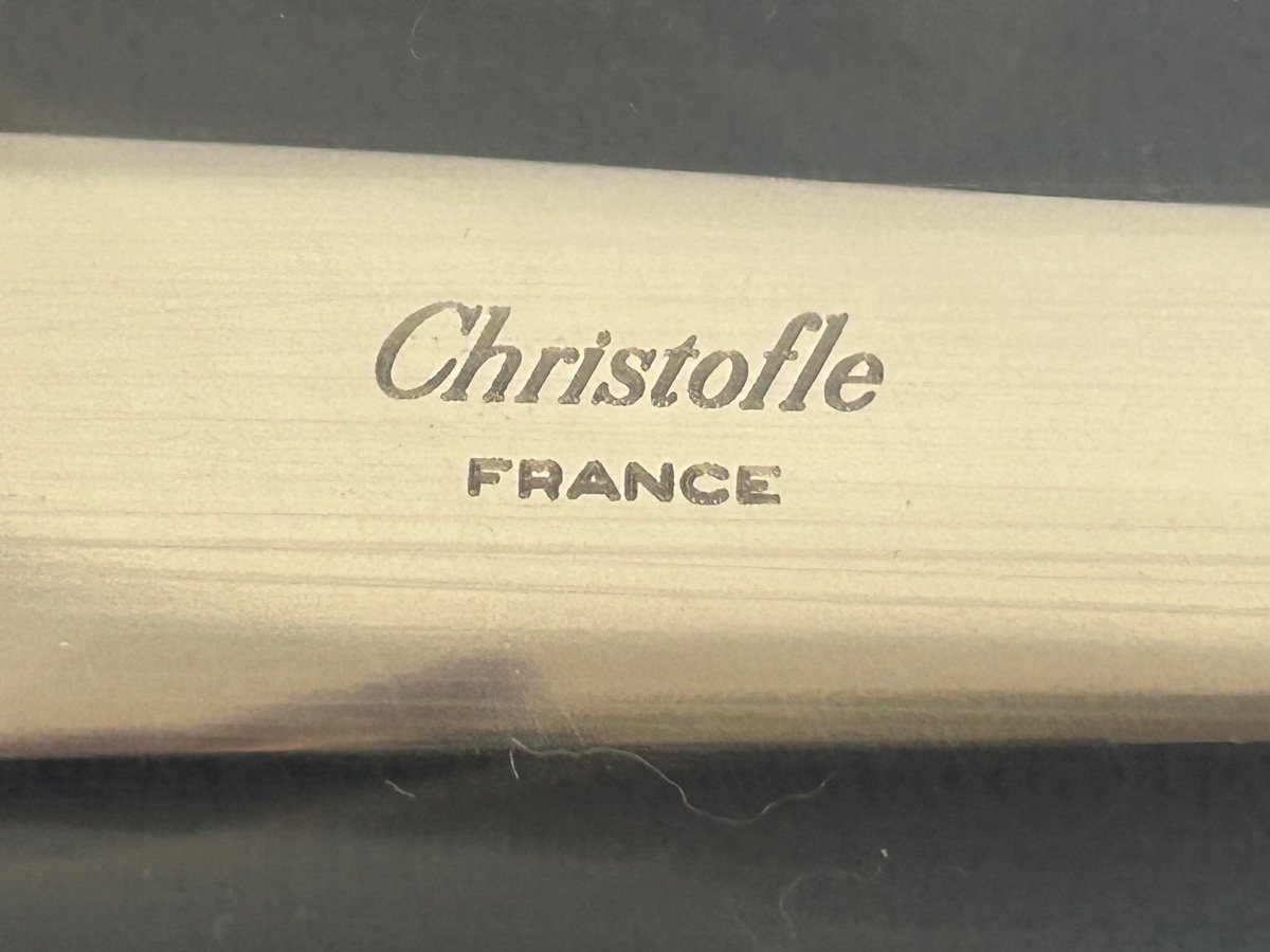 Christofle, Aria 2-prong Cheese Knives With Gold Rings -photo-1