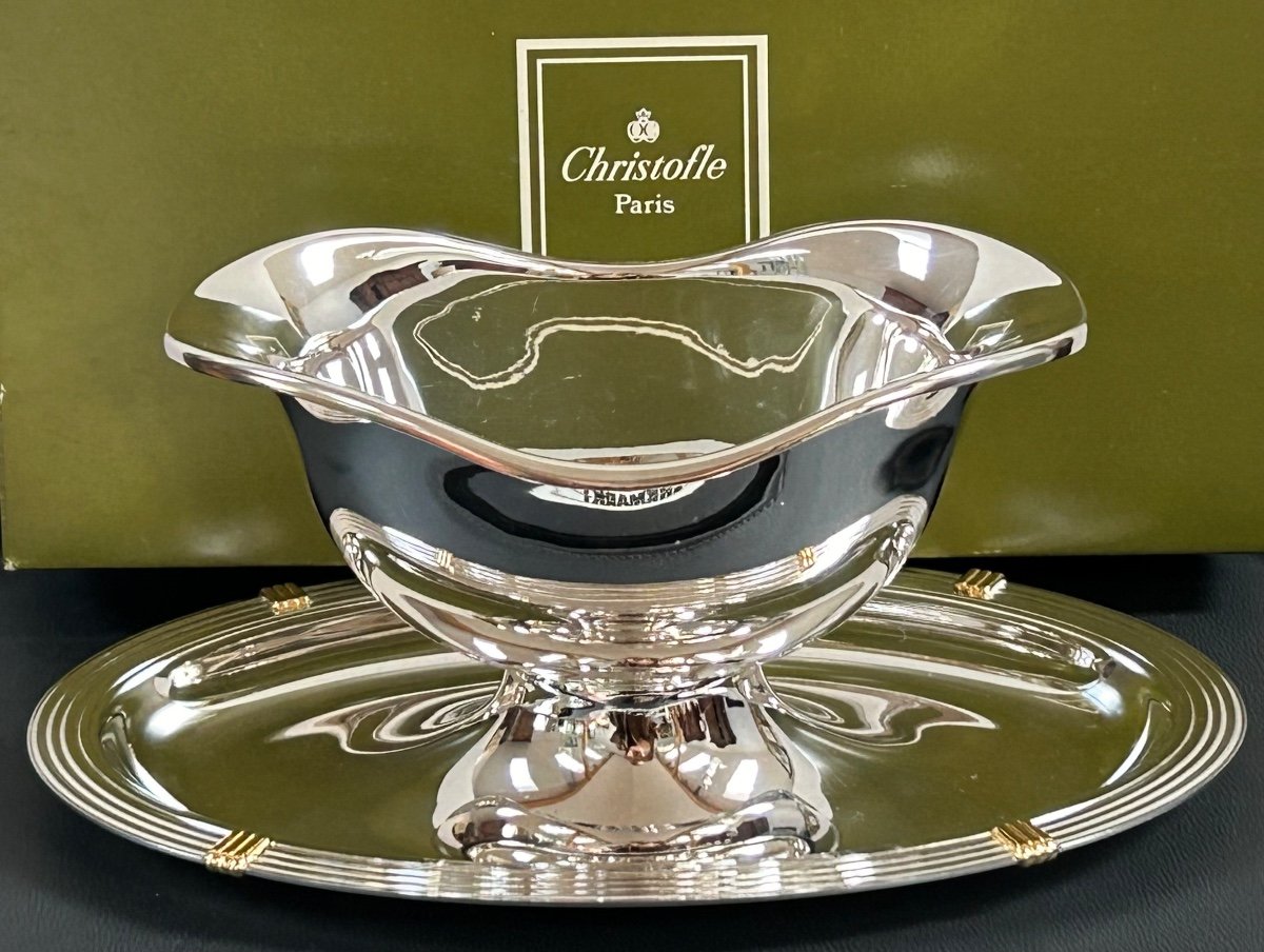 Christofle, saucière Aria bagues dorées 