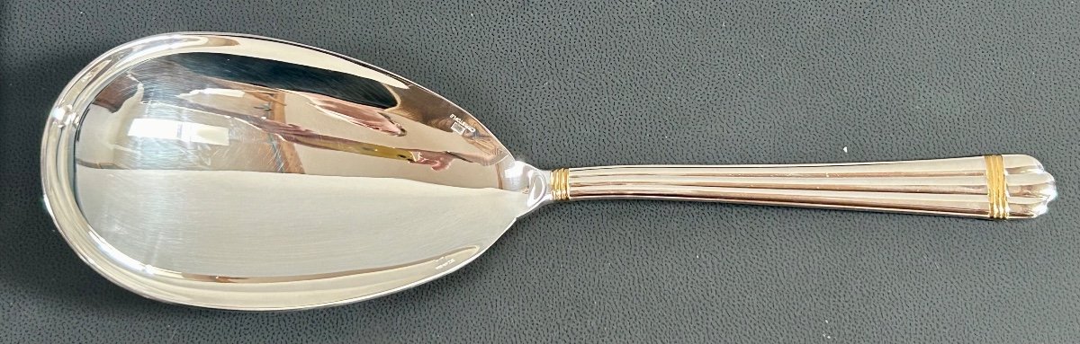 Christofle, Aria French Fry Shovel With Gold Rings -photo-2