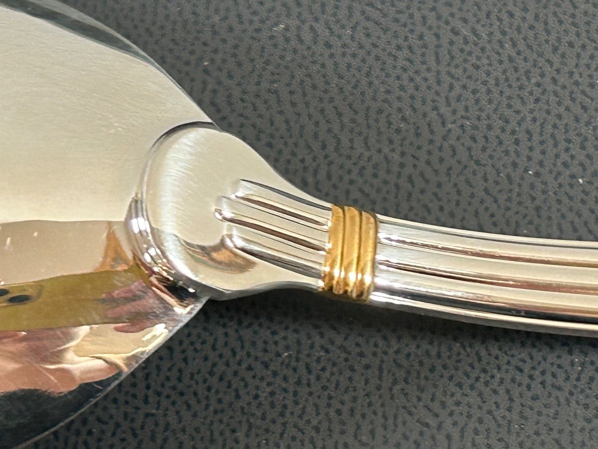 Christofle, Aria French Fry Shovel With Gold Rings -photo-4