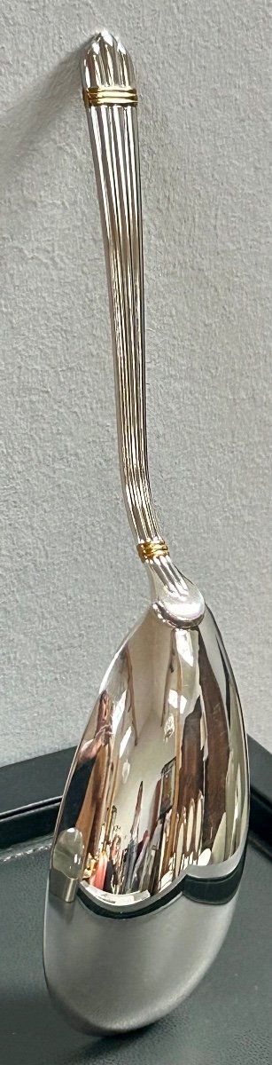 Christofle, Aria French Fry Shovel With Gold Rings -photo-5