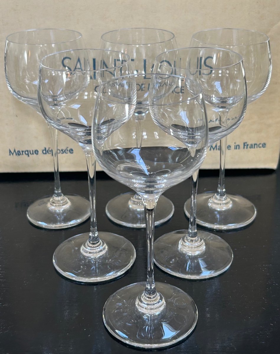 Saint Louis, 6 verres à vin blanc en cristal Aurore Unis