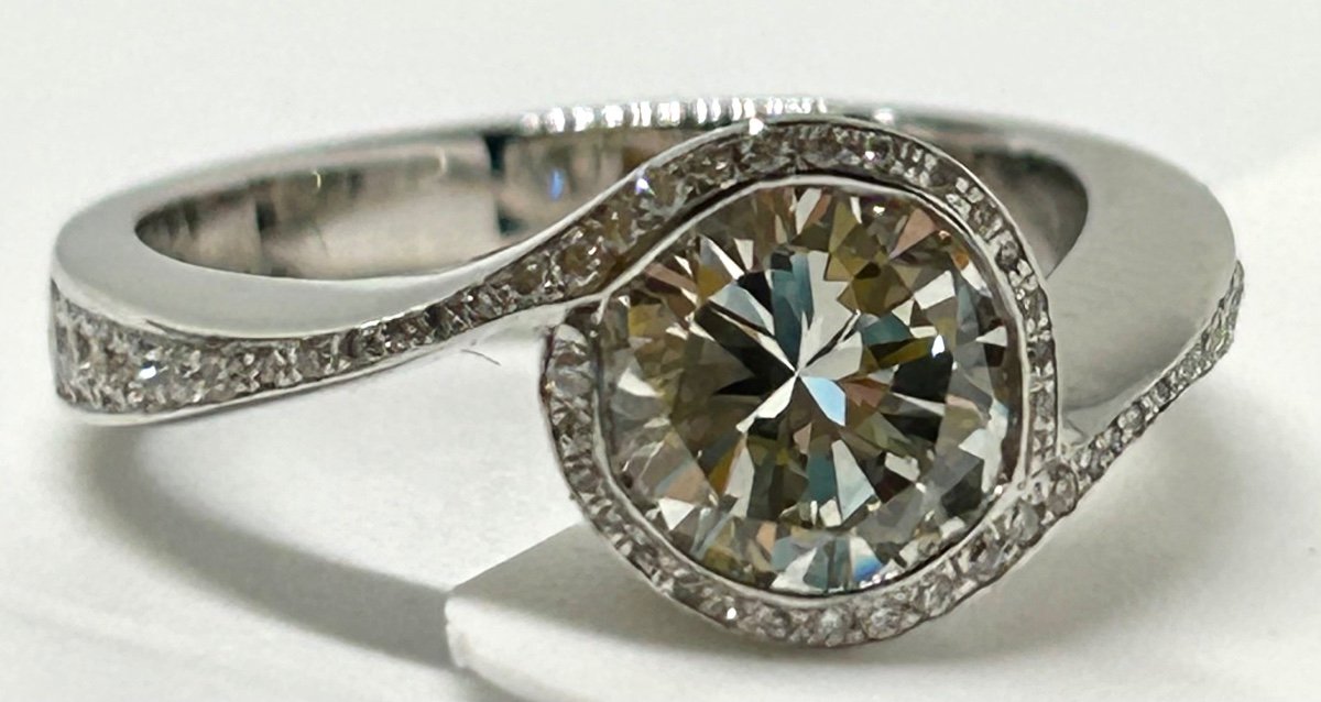 Bague or blanc, brillants et diamants -photo-3