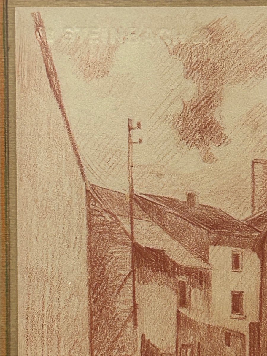 Jos Schmit, Luxembourg Artist Drawing View Of Grevenmacher -photo-3