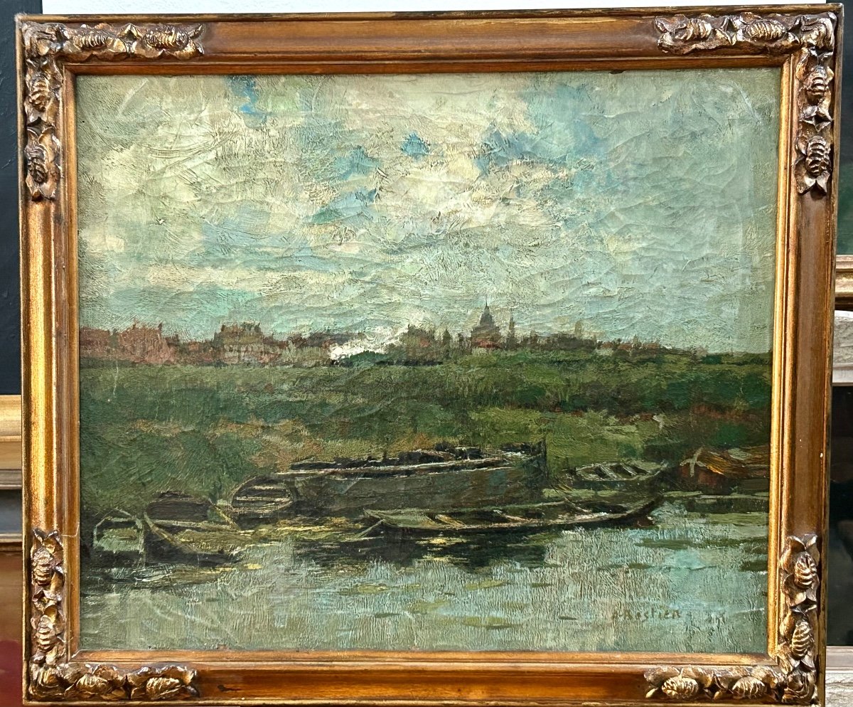 A. Bastien, Belgian Painter Oil On Canvas Belgian Landscape-photo-2