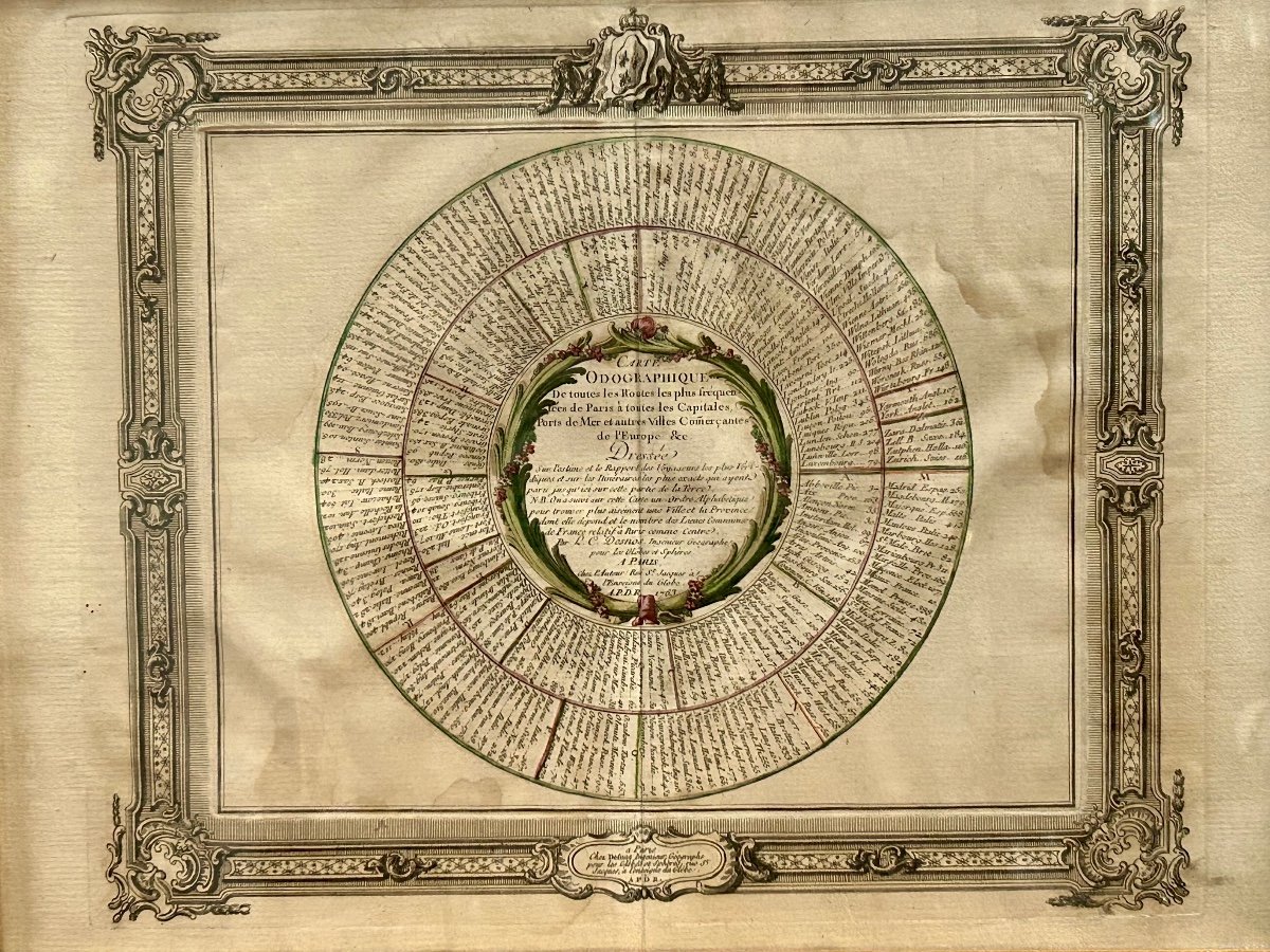 Old Engraving Odographic Map 1763