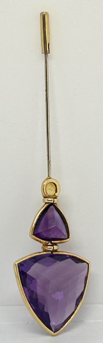 Gold, Amethyst And Citrine Tie Pin -photo-3