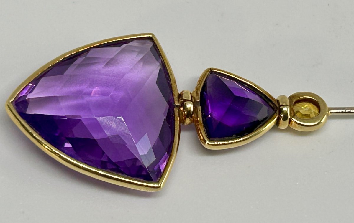 Gold, Amethyst And Citrine Tie Pin -photo-4