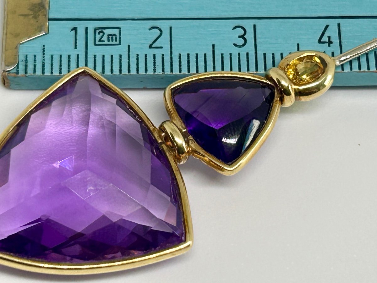 Gold, Amethyst And Citrine Tie Pin -photo-2