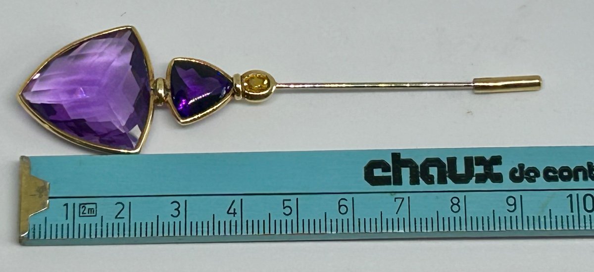 Gold, Amethyst And Citrine Tie Pin -photo-3