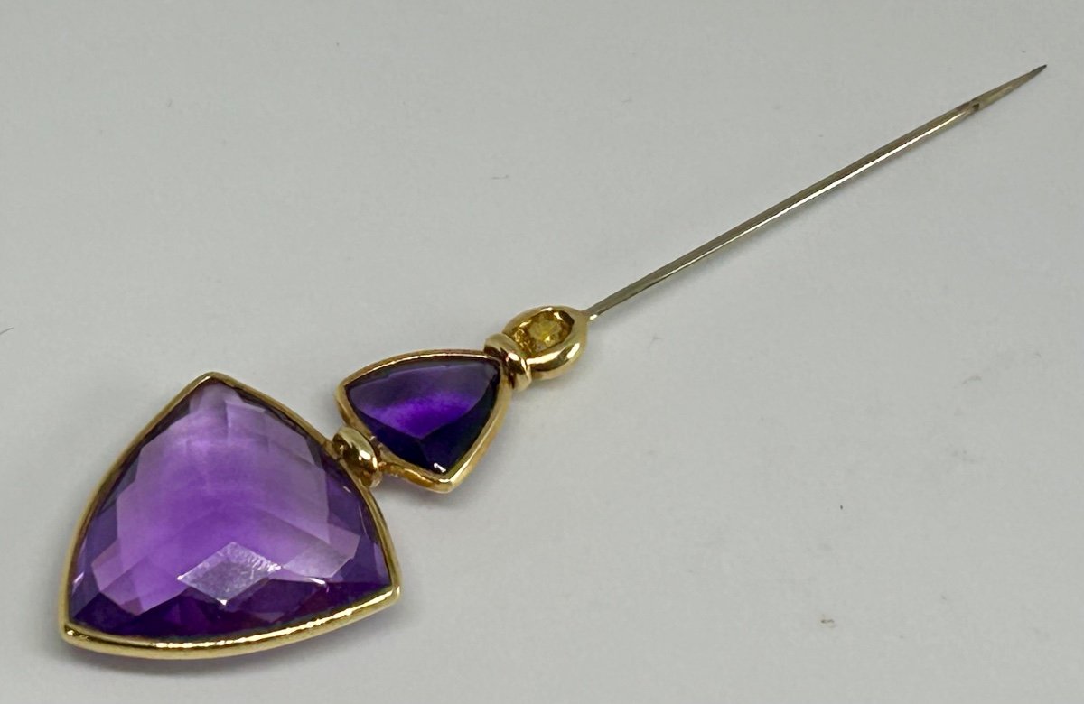 Gold, Amethyst And Citrine Tie Pin -photo-5