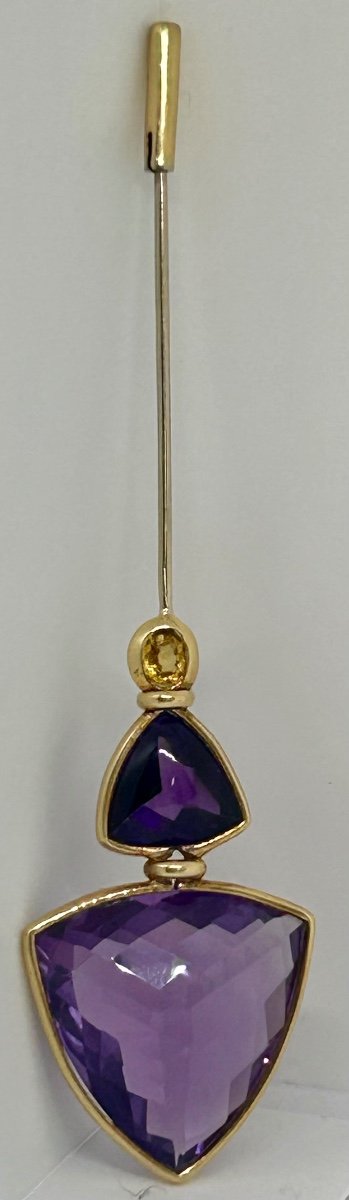 Gold, Amethyst And Citrine Tie Pin -photo-8