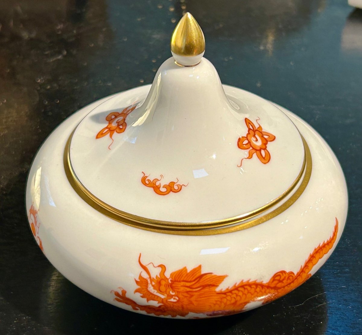 Meissen, Pot With Dragon Decoration Lid-photo-2