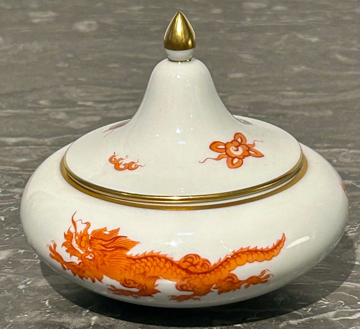 Meissen, Pot With Dragon Decoration Lid-photo-3