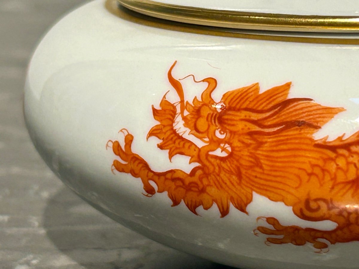 Meissen, Pot With Dragon Decoration Lid-photo-1