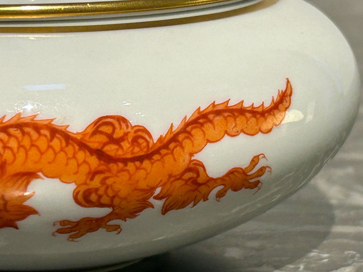 Meissen, Pot With Dragon Decoration Lid-photo-2