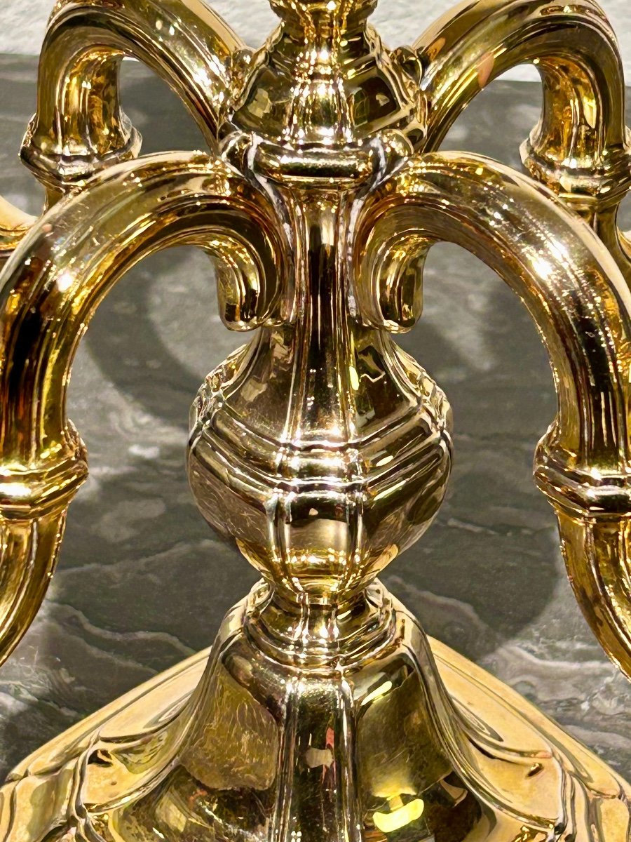 5-branch Vermeil Candlestick -photo-5