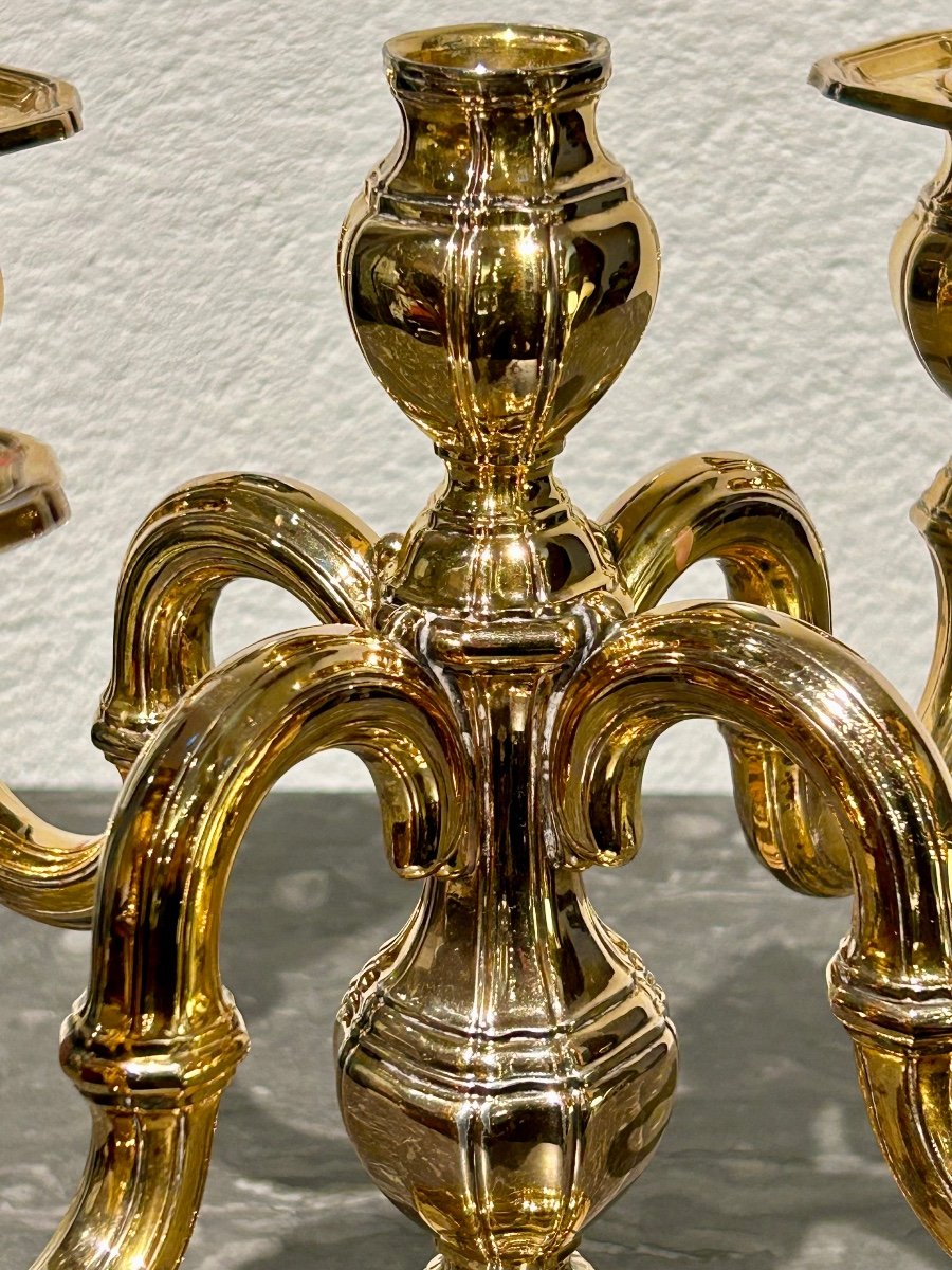 5-branch Vermeil Candlestick -photo-6