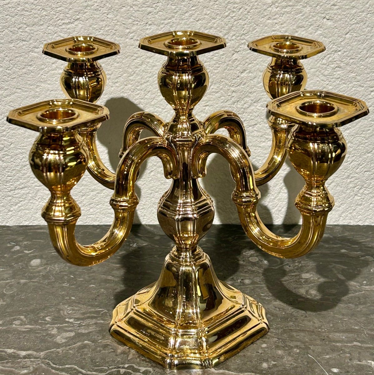 5-branch Vermeil Candlestick 